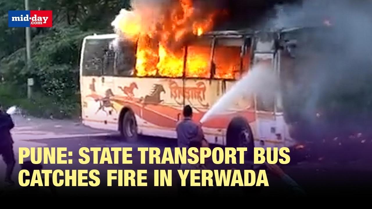 Pune: State Transport Bus Catches Fire In Yerwada